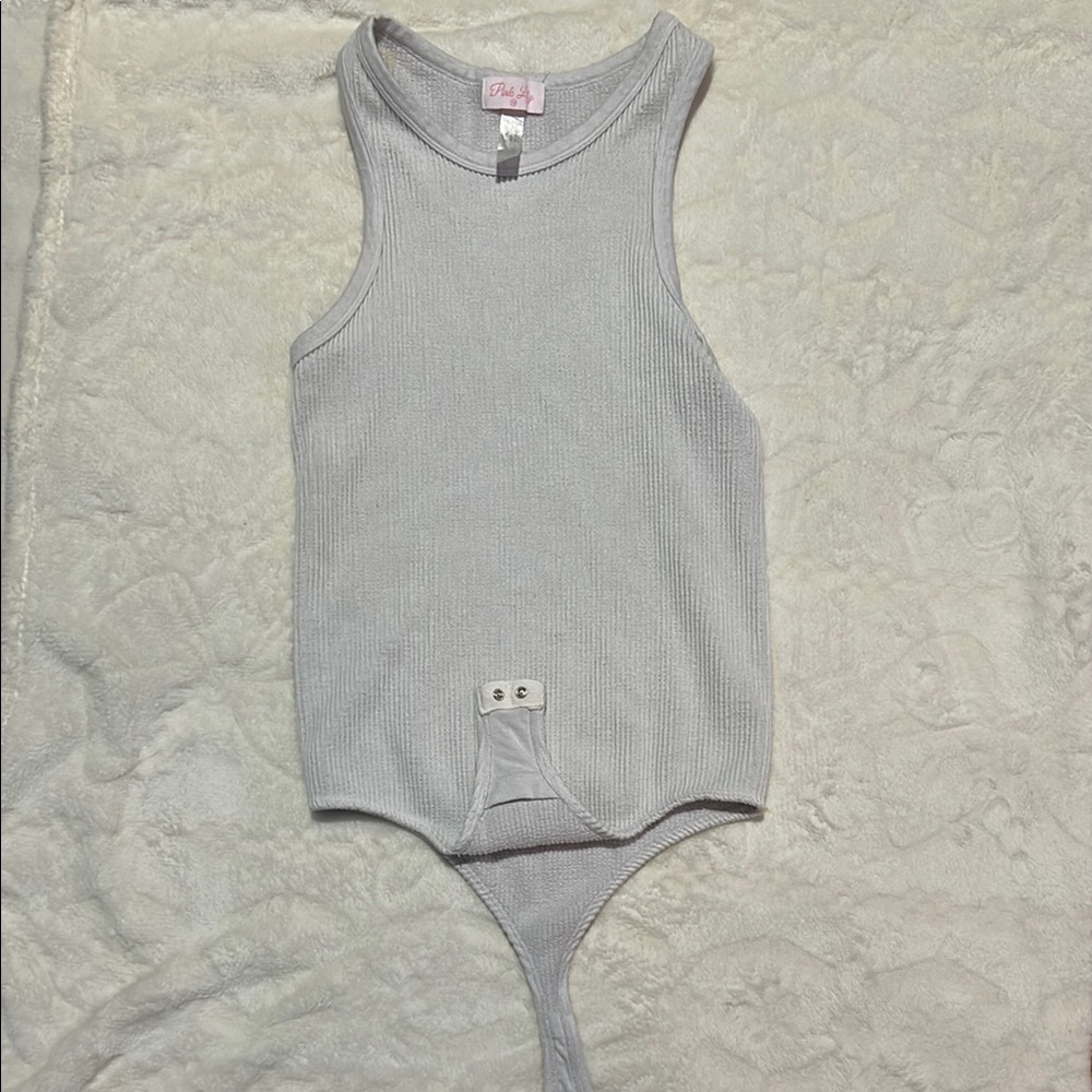 Pink Lily Gray Bodysuit Sleeveless Crew Neck